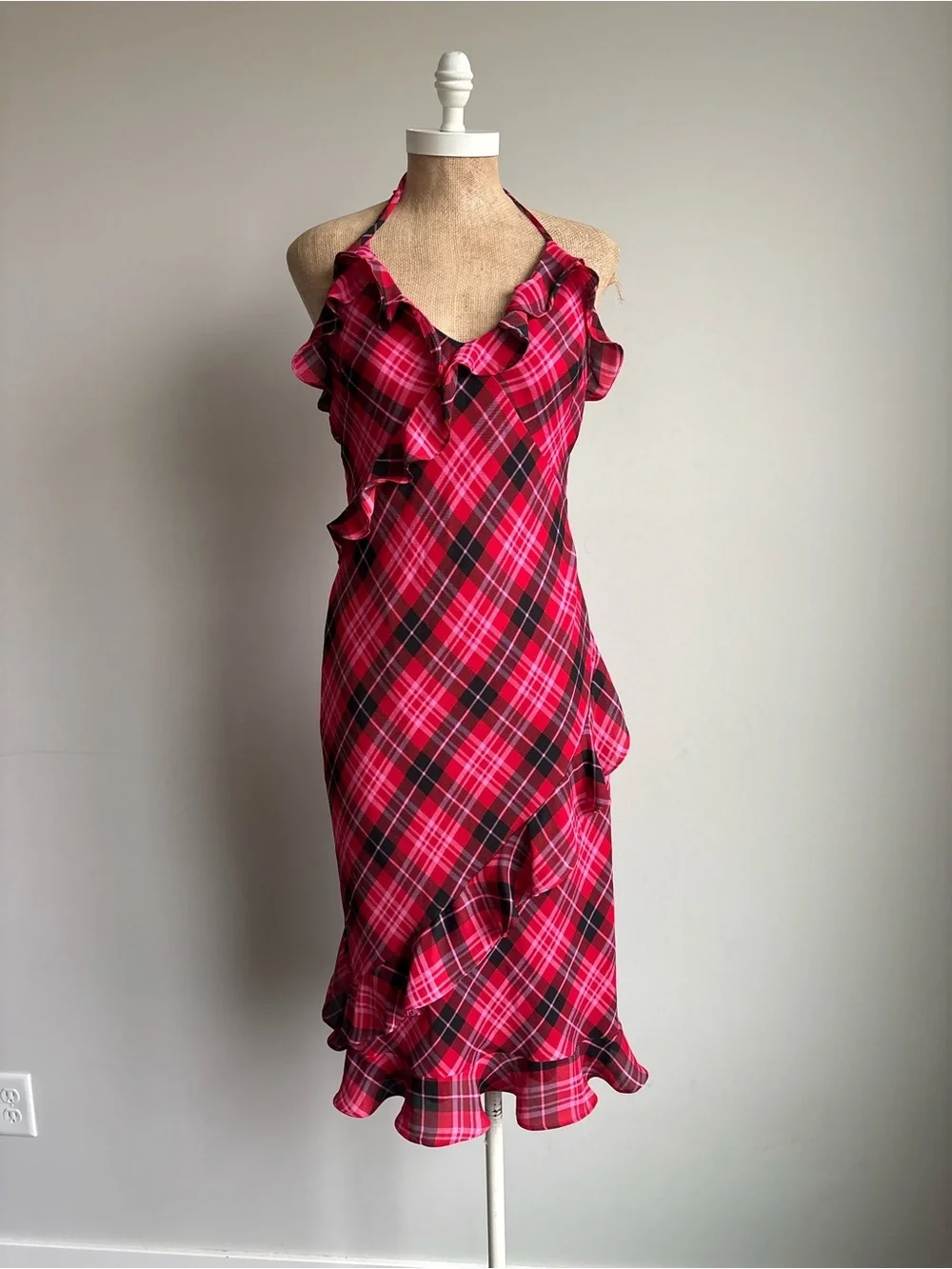 PINK x LoveShackFancy Printed Chiffon Cascade Ruffle Midi Dress SMALL NWT